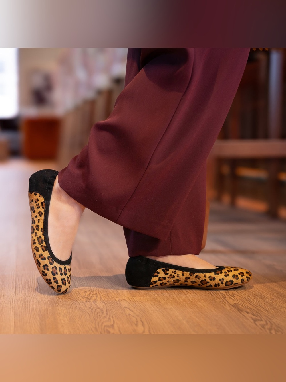 Danskin Madisen Leopard Print Flats with Black Trim